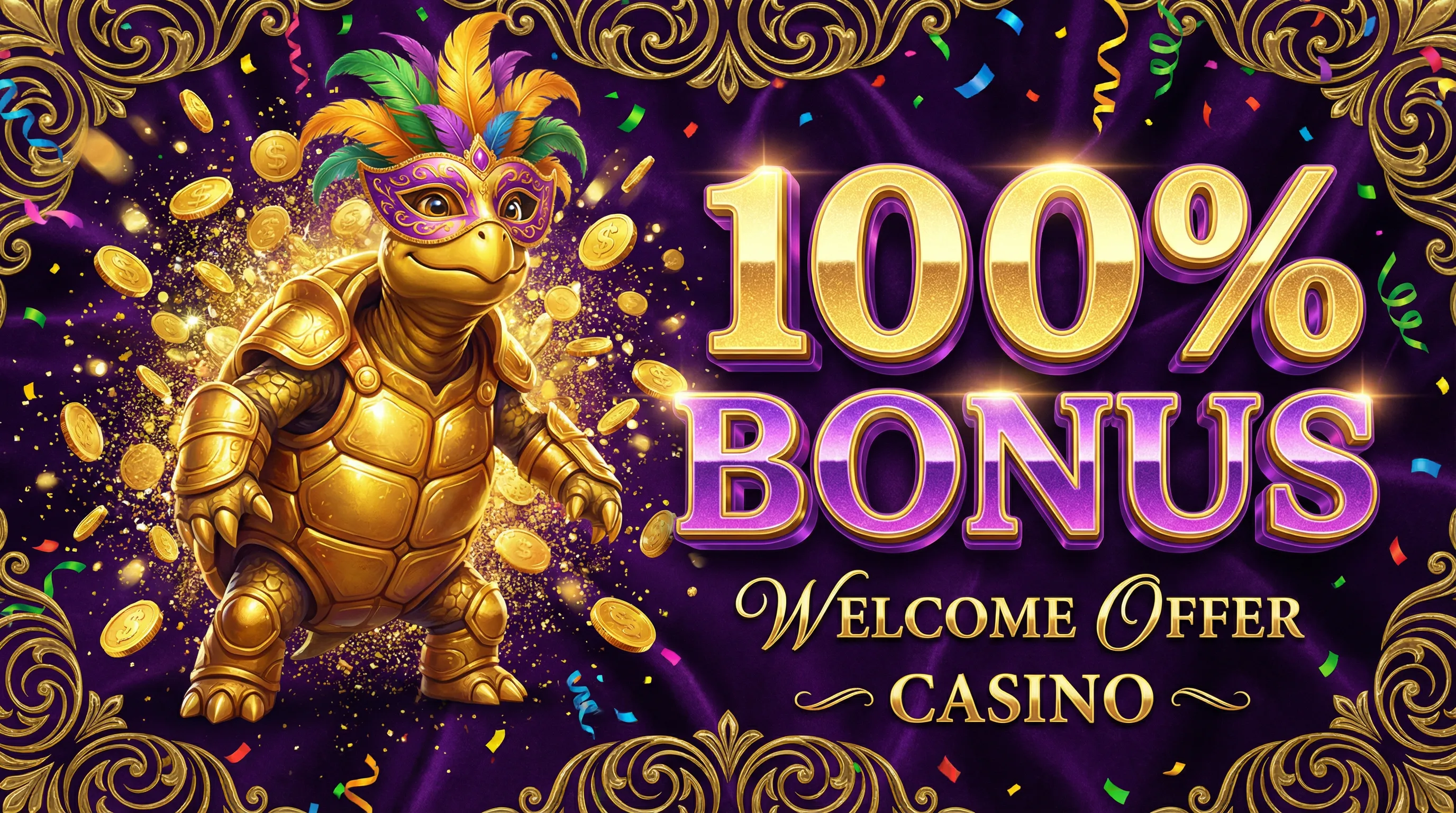 Promoção de bônus 100% no 72bet com tartaruga dourada